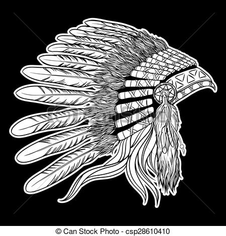 450x470 Native American Indian Chief Headdress Vector Illustration - Indian Chief Headdress Drawing