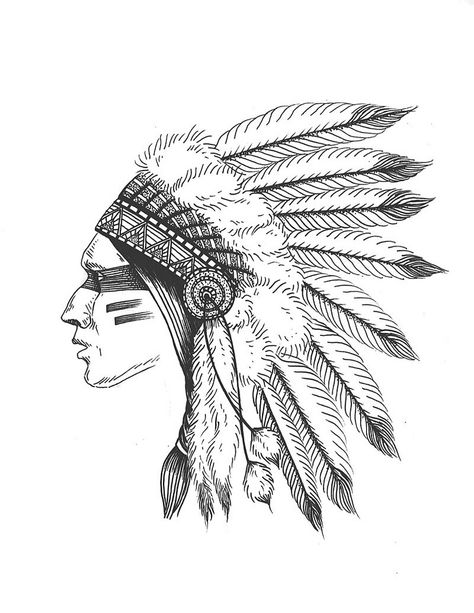 474x613 Indian Headdress Art - Indian Chief Headdress Drawing