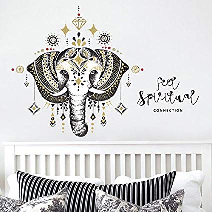 425x425 Boodecal Indian Elephant Head Drawing Vinyl Decals - Indian Elephant Drawing