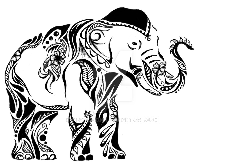 900x660 Tribal Indian Elephant - Indian Elephant Drawing