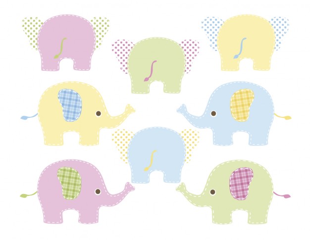626x485 Colored Elephants Vector Free Download - Indian Elephant Drawing Color