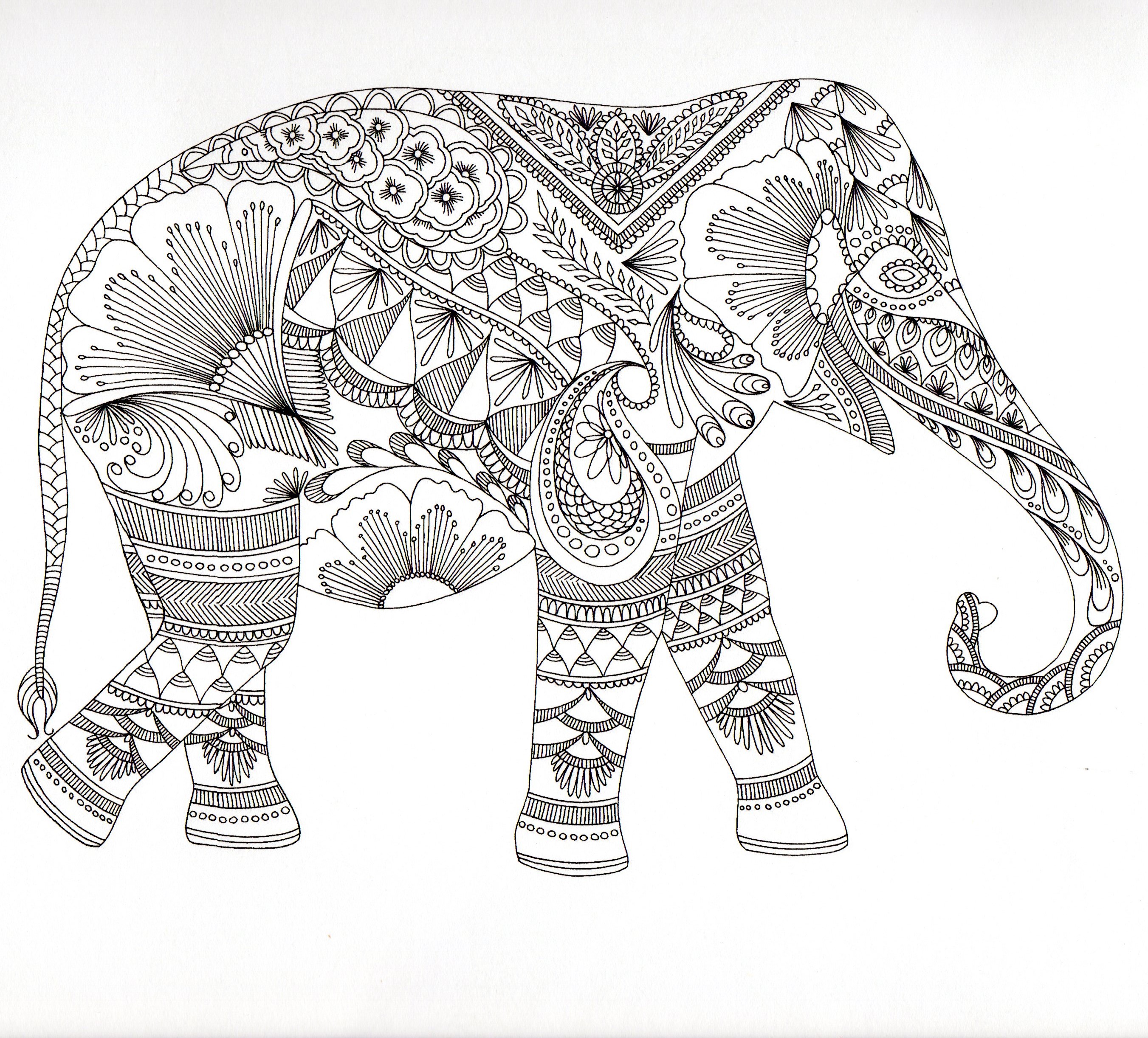 2703x2445 Abstract Elephant Coloring Pages - Indian Elephant Drawing Color