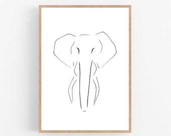 340x270 Elephant Drawing Etsy - Indian Elephant Line Drawing