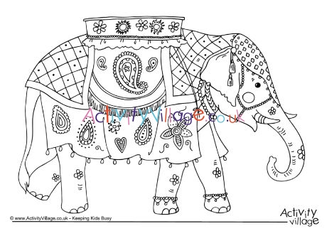 460x325 Indian Elephant Colouring Page - Indian Elephant Line Drawing