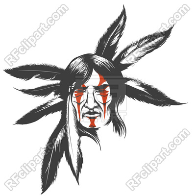 400x400 Face Of Native American Indian Warrior - Indian Face Drawing
