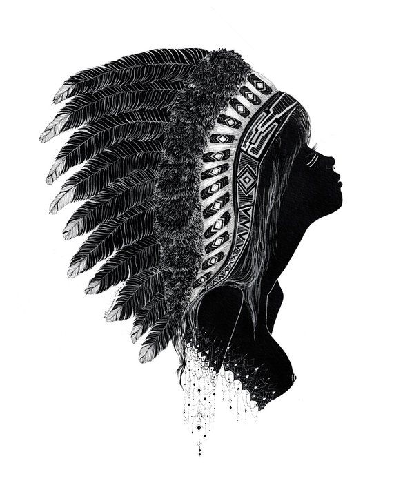 584x720 indian feathers drawing silhouette of a cherokee indian cherokee - Indian Feathers Drawing