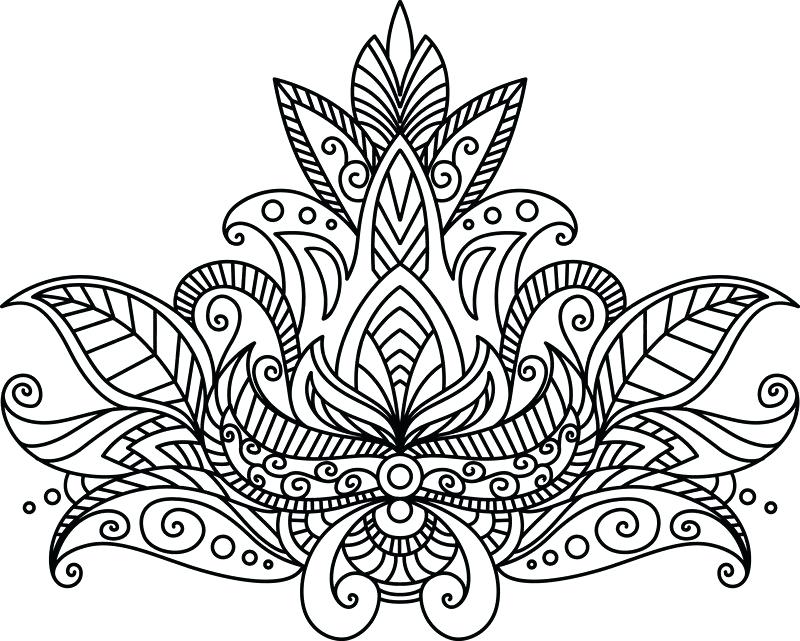 800x641 Indian Flower Design Lotus Pattern For Henna Drawing And Tattoo - Indian Flower Drawing