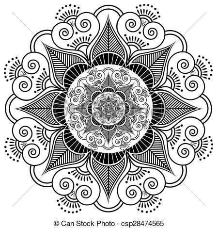 450x470 Indian Henna Tattoo Flower Pattern - Indian Flower Drawing