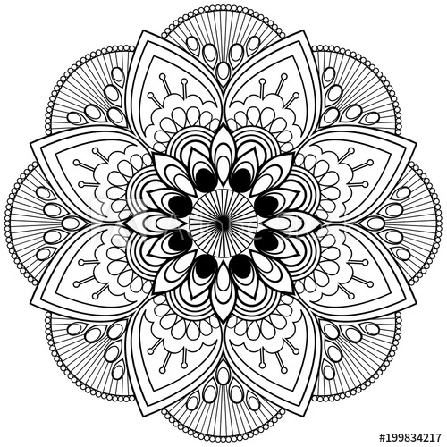 500x500 Mehndi Henna Indian Flower Element Mandala For Tatoo Or Card - Indian Flower Drawing