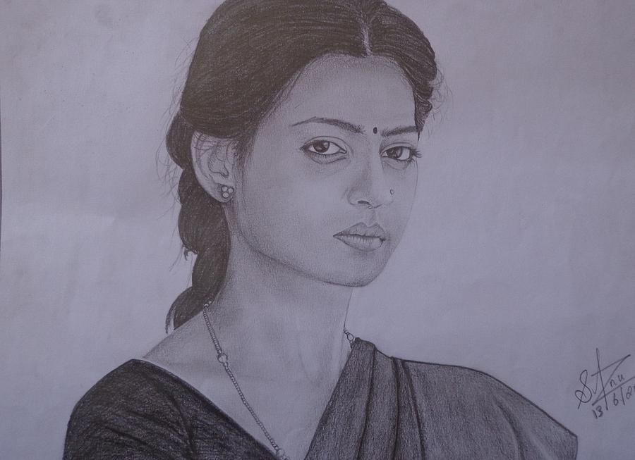 900x653 Indian Girl Drawing - Indian Girl Drawing
