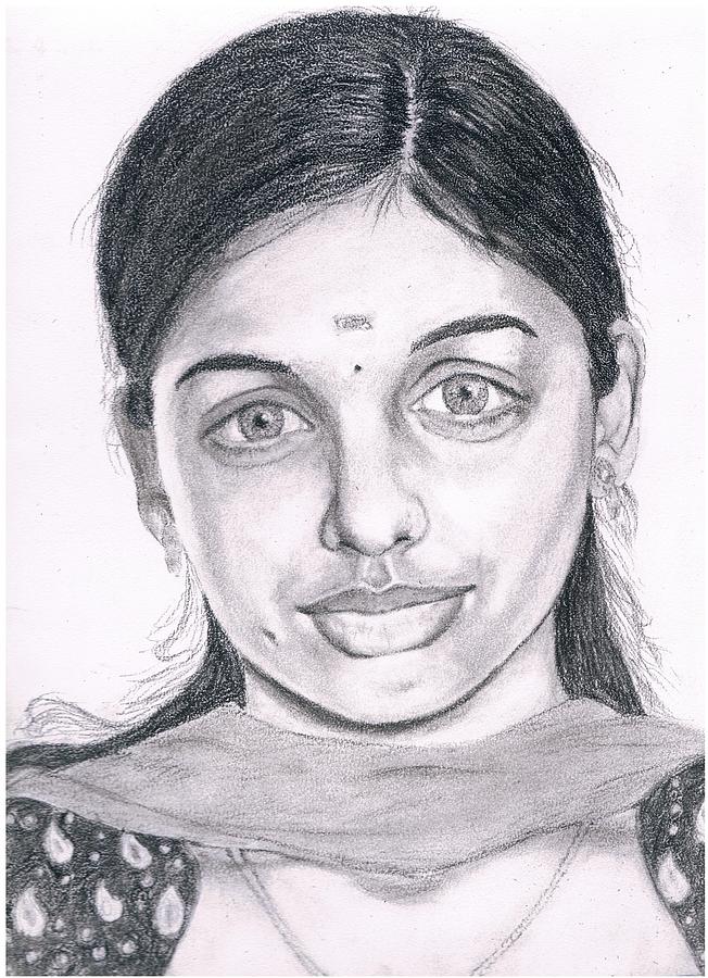 652x900 A South Indian Girl Drawing - Indian Girl Drawing