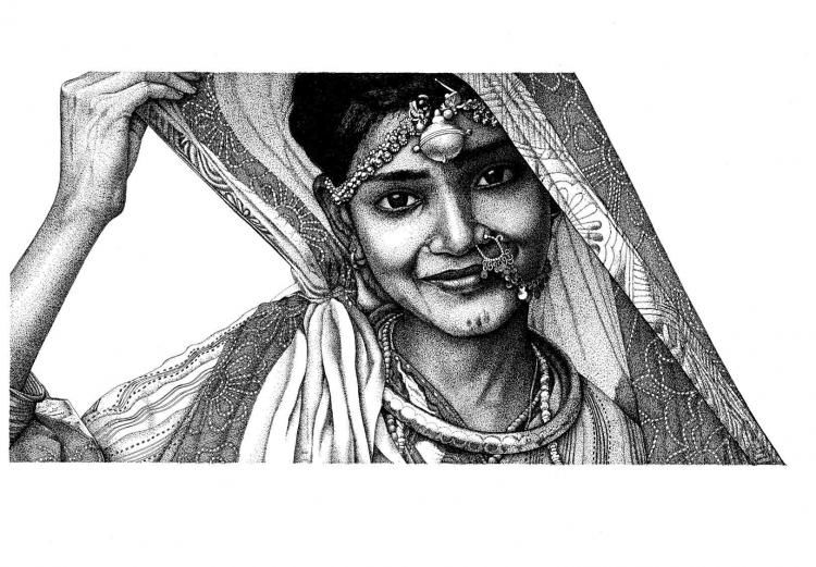 750x521 North Indian Girl - Indian Girl Drawing