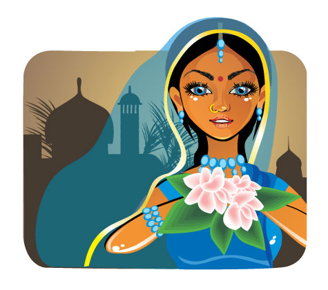 475x420 Drawing An Indian Girl In Vector Step - Indian Girl Drawing