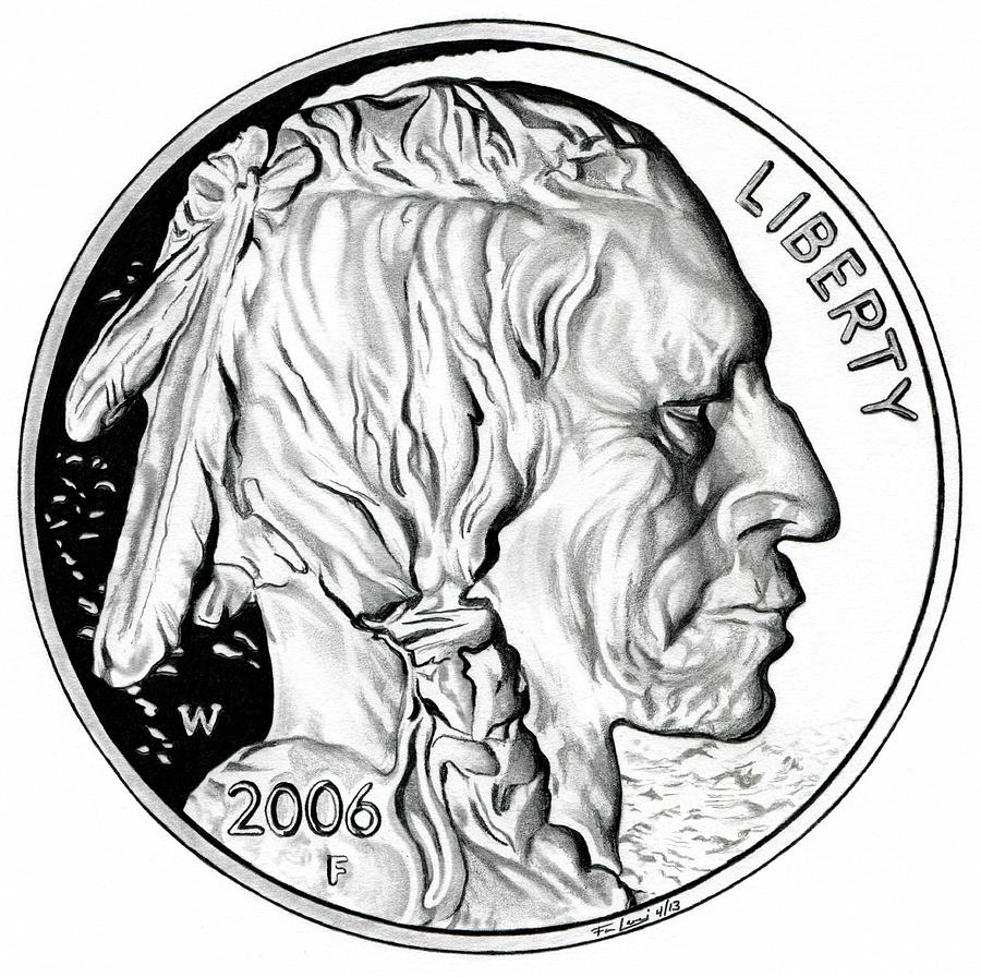 900x896 buffalo nickel drawing - Indian Head Drawing