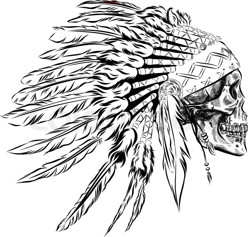 800x766 Hand Drawn Native American Indian Stock Vector Colourbox - Indian Headdress Drawing