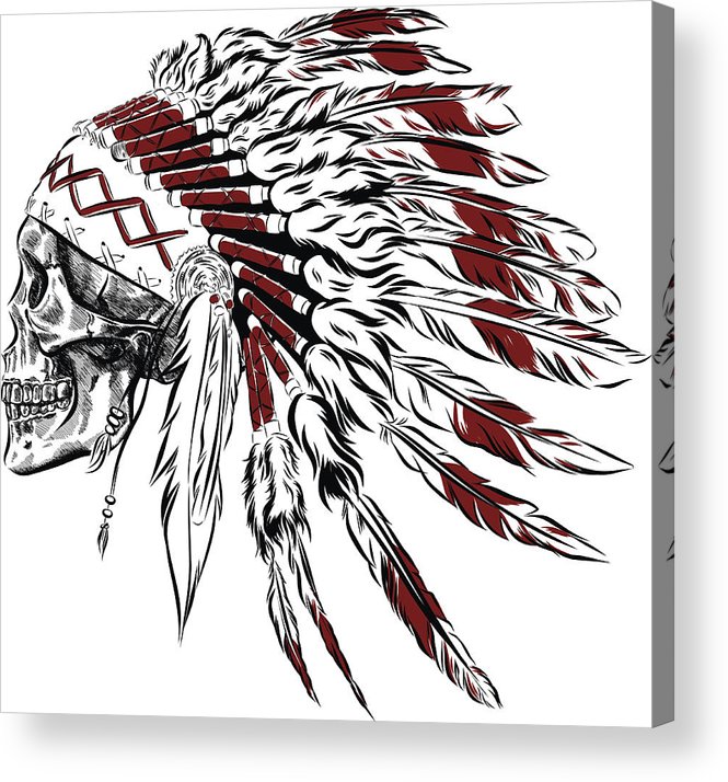 665x714 Hand Drawn Native American Indian Feather Headdress With Human - Indian Headdress Drawing