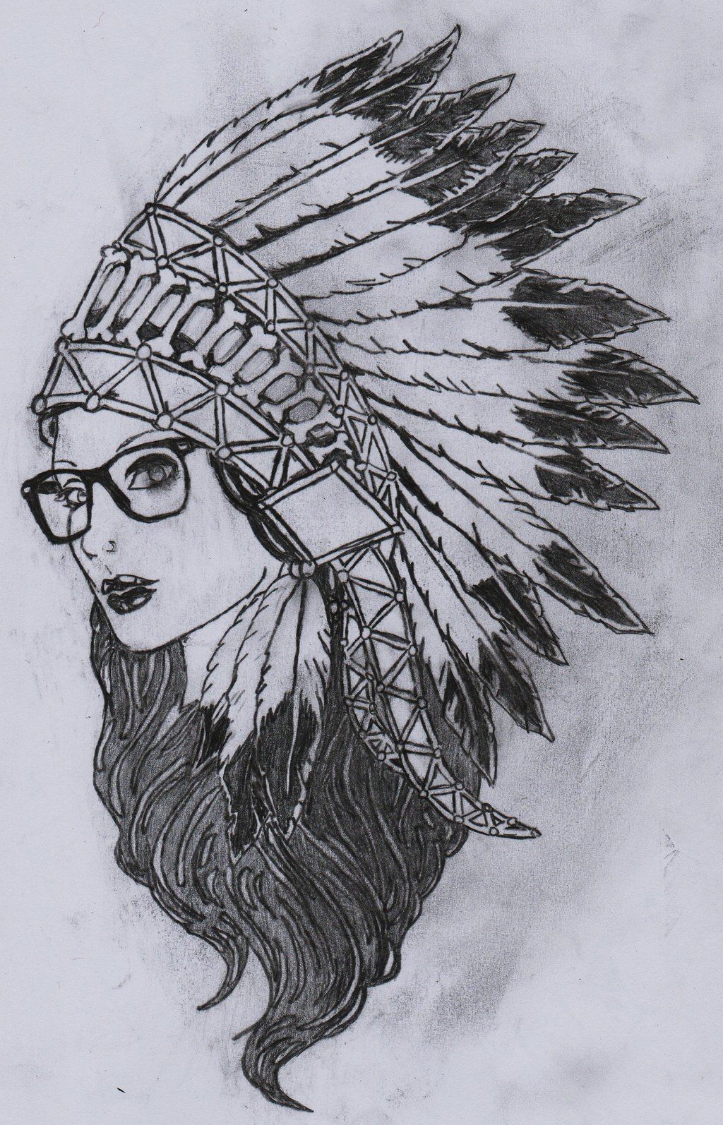 1024x1594 Images For Gt Girl With Indian Headdress Drawing Tattoos - Indian Headdress Drawing