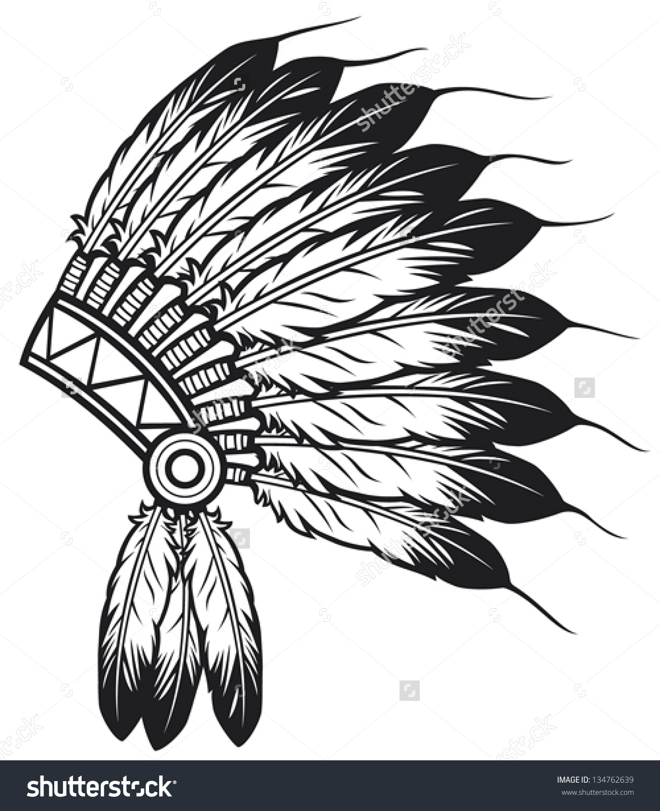 1302x1600 Indian Headdress Clipart Black And White Great Free Clipart - Indian Headdress Drawing