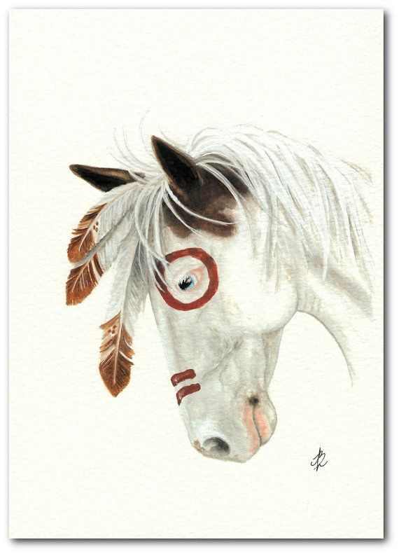 570x791 Mustang Horse Paint Native American Feathers - Indian Horse Drawings