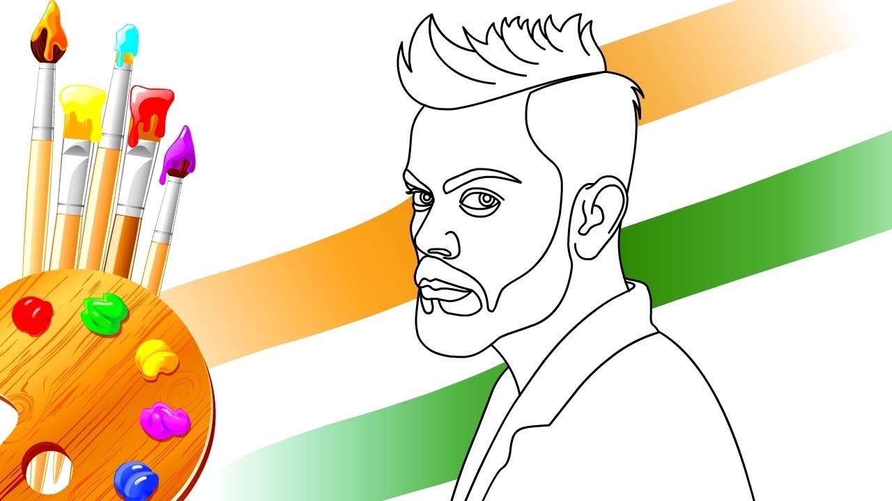 1280x720 How To Draw Virat Kohli Indian Cricker Step - Indian Kid Drawing