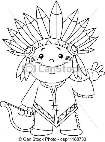 350x470 Outlined Indian Kid Coloring Page - Indian Kid Drawing