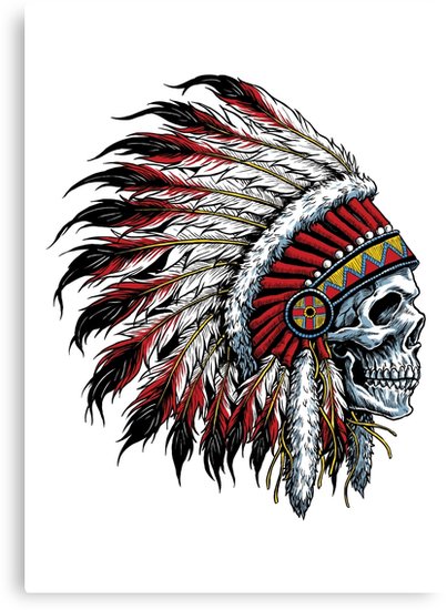 403x550 Indian Skull Canvas Print - Indian Skull Drawing