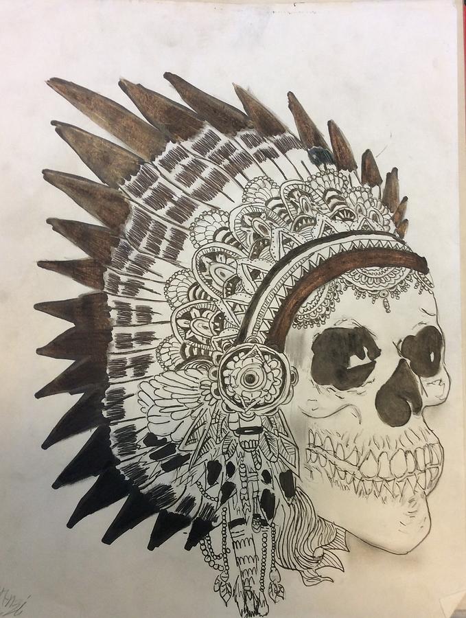 679x900 Indian Skull Drawing - Indian Skull Drawing