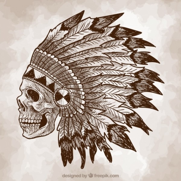600x600 Indian Skull Drawing - Indian Skull Drawing