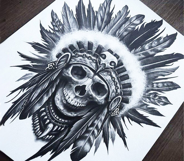 710x620 Indian Skull Drawing - Indian Skull Drawing