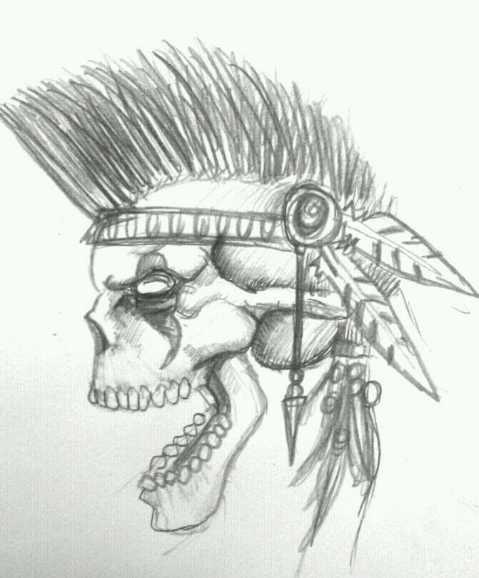 671x809 Indian Drawing Skull For Free Download - Indian Skull Drawing