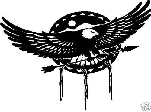 500x372 eagle and spear tribal indian design car decal sticker for sale - Indian Spear Drawing