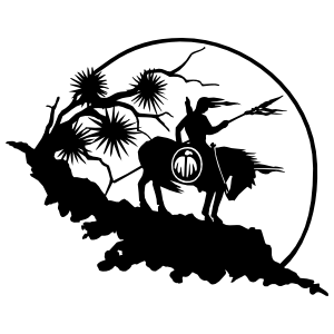 300x300 indian with spear on a horse sticker - Indian Spear Drawing