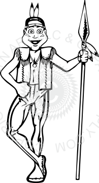 195x361 indian holding spear - Indian Spear Drawing