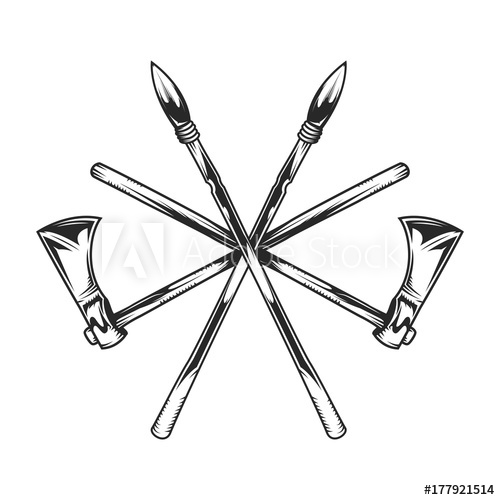 500x500 indian tomahawk and spears for creating your own barbershop badges - Indian Spear Drawing