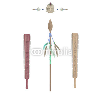 400x400 spear weapons with feathers clip art tribal illustration digital - Indian Spear Drawing