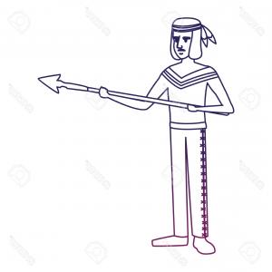 300x300 Stock Illustration Silhouette Native American Indian Riding - Indian Spear Drawing