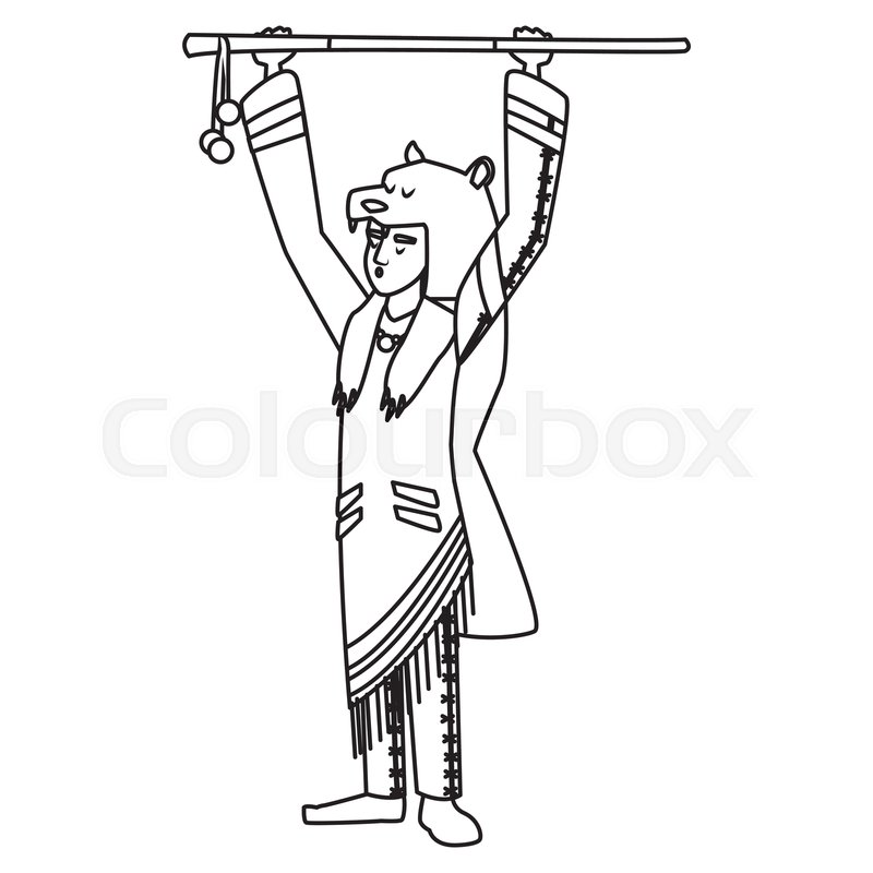 800x800 american indian with spear icon vector stock vector colourbox - Indian Spear Drawing