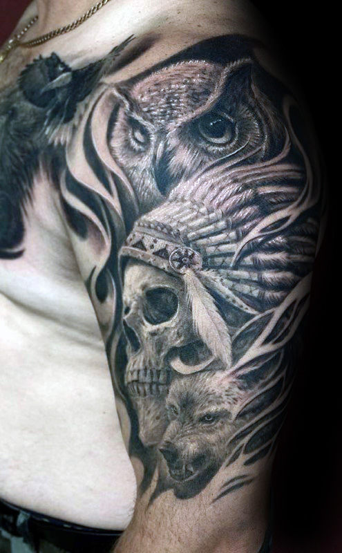 495x800 Indian Skull Tattoo Designs For Men - Indian Tattoo Drawings