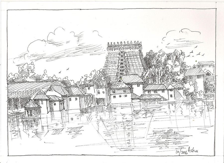 900x655 Indian Temple Drawing - Indian Temple Drawing