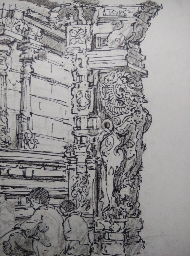 770x1038 Indian Temple Yali Statue Drawing - Indian Temple Drawing