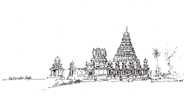 Indian Temple Drawing At Explore Collection Of