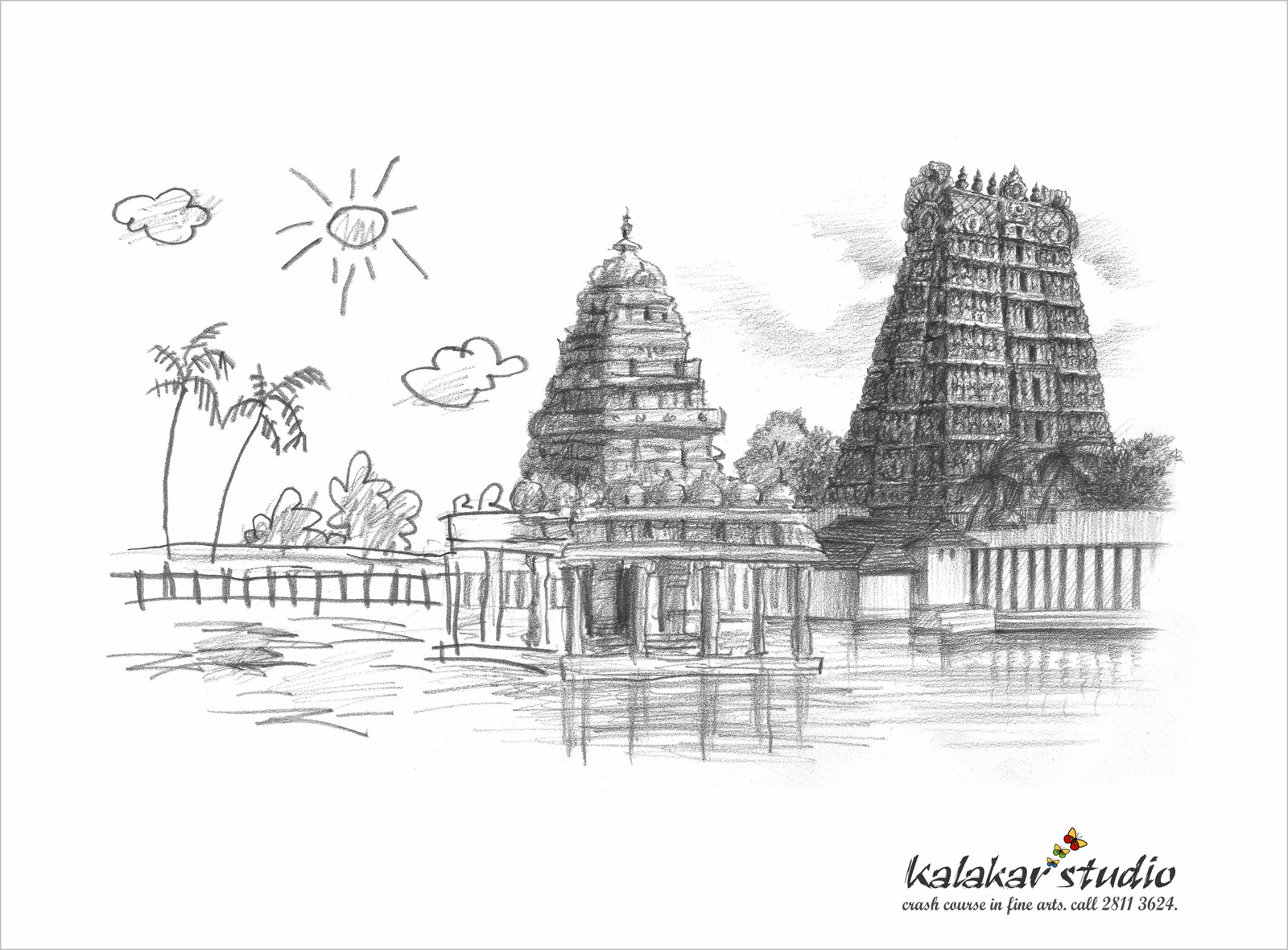 Indian Temple Drawing at PaintingValley.com | Explore collection of
