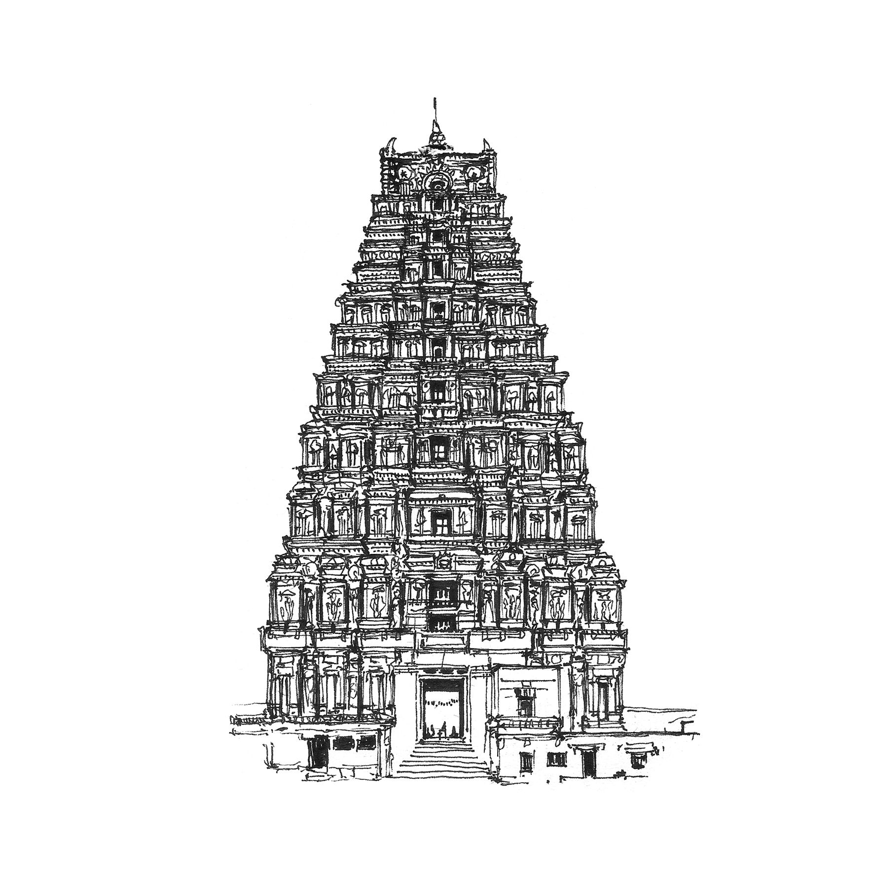 Indian Temple Drawing at Explore collection of