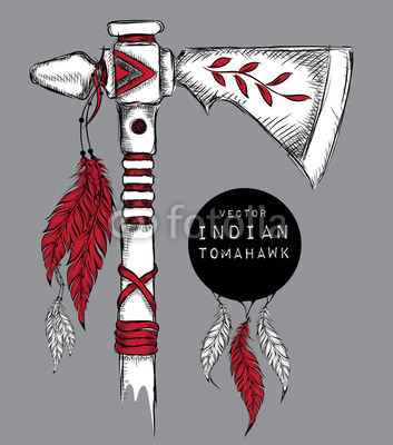 353x400 Native Indian Tomahawk Indian Weapon Hand Draw Vector - Indian Tomahawk Drawing