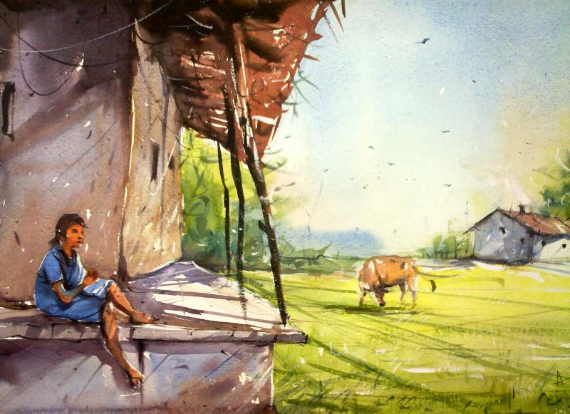 800x581 Indian Village Girls Paintings Drawings Beautiful Village Girl - Indian Village Drawings