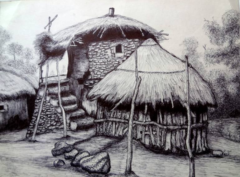 770x570 Mesmerising Indian Village Drawing - Indian Village Drawings