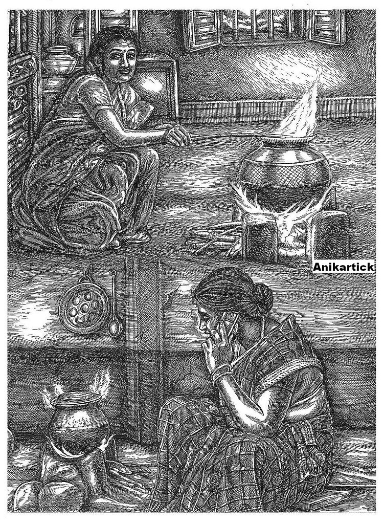 751x1024 Tamil Village Women,indian Village Women, Drawing - Indian Village Drawings