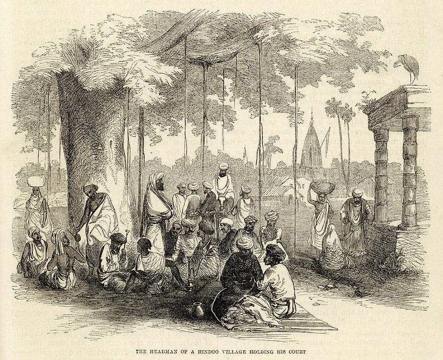 900x731 The Headman Of An Indian Village Drawing - Indian Village Drawings