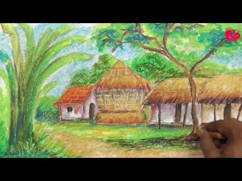 480x360 Wonderful Indian Village Scene Landscape Drawing With Soft - Indian Village Drawings
