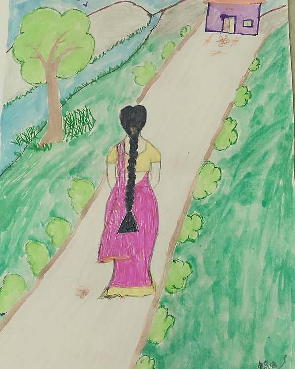 599x749 Beauty Of Indian Village Poster - Indian Village Drawings